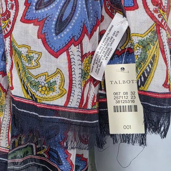 Talbots Paisley Print Fringe Scarf Multicolor NWT - Picture 5 of 9